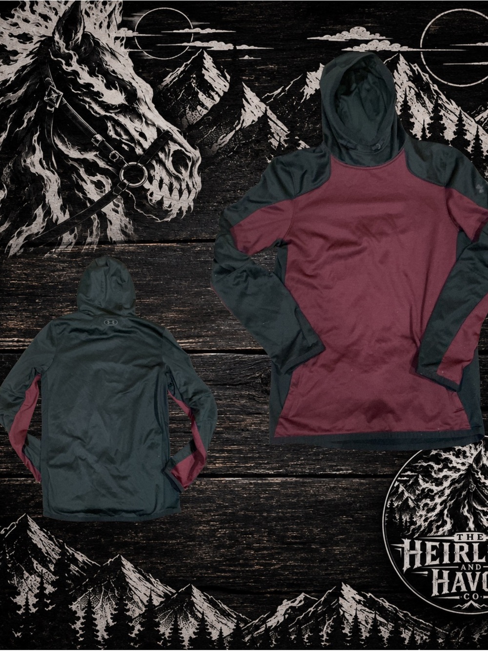 Under Armour Men's Maroon and Dark Gray Hooded Performance Pullover